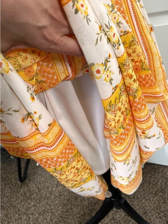 J for justify White Crochet Waist Maxi Skirt with Yellow Floral Panels - Picture 9 of 14